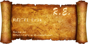 Réfi Erik névjegykártya