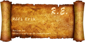 Réfi Erik névjegykártya
